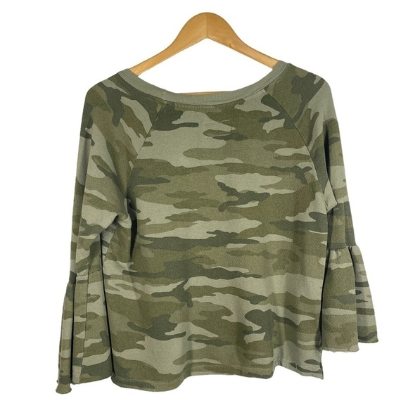 Current Elliott The Ruffle Sleeve Camouflage French Terry Top Size 1 US S - Picture 7 of 7